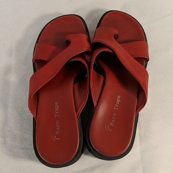 Bare Traps Christy Red Leather Sandals Womens 6.5 M Chunky Platform RT-S01260-10 - Picture 2 of 13